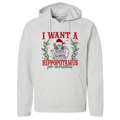 I Want A Hippopotamus For Christmas Xmas Hippo Lover Performance Fleece Hoodie