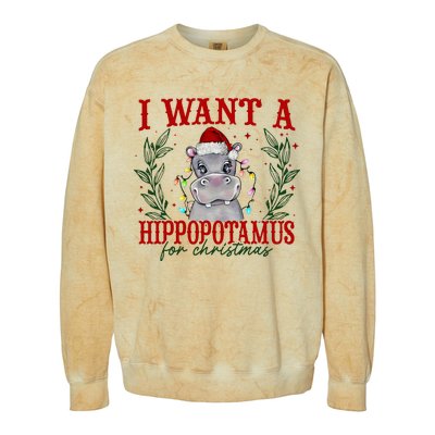 I Want A Hippopotamus For Christmas Xmas Hippo Lover Colorblast Crewneck Sweatshirt