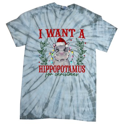 I Want A Hippopotamus For Christmas Xmas Hippo Lover Tie-Dye T-Shirt