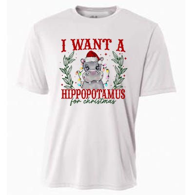 I Want A Hippopotamus For Christmas Xmas Hippo Lover Cooling Performance Crew T-Shirt