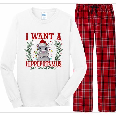 I Want A Hippopotamus For Christmas Xmas Hippo Lover Long Sleeve Pajama Set