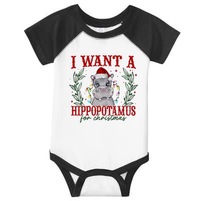 I Want A Hippopotamus For Christmas Xmas Hippo Lover Infant Baby Jersey Bodysuit