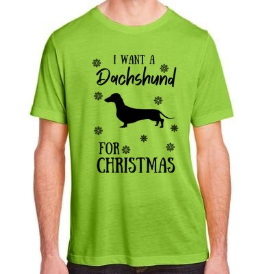 I Want A Dachshund For Christmas Weenie Dog Gift Adult ChromaSoft Performance T-Shirt