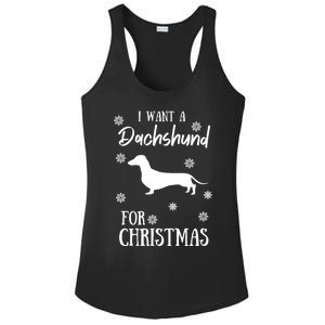 I Want A Dachshund For Christmas Weenie Dog Gift Ladies PosiCharge Competitor Racerback Tank