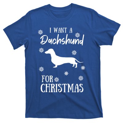 I Want A Dachshund For Christmas Weenie Dog Gift T-Shirt