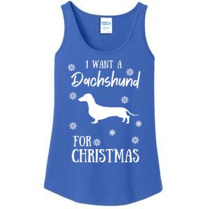 I Want A Dachshund For Christmas Weenie Dog Gift Ladies Essential Tank