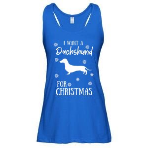 I Want A Dachshund For Christmas Weenie Dog Gift Ladies Essential Flowy Tank