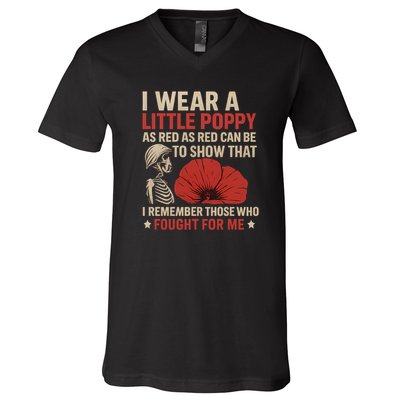 I Wear a Little Poppy V-Neck T-Shirt
