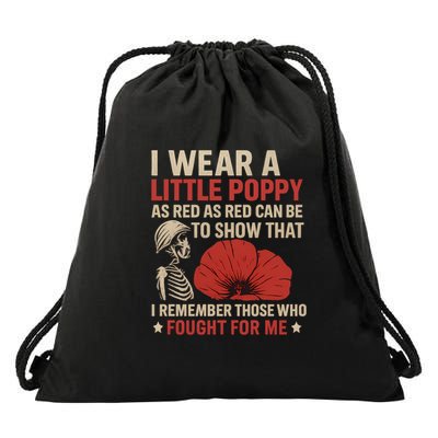 I Wear a Little Poppy Drawstring Bag
