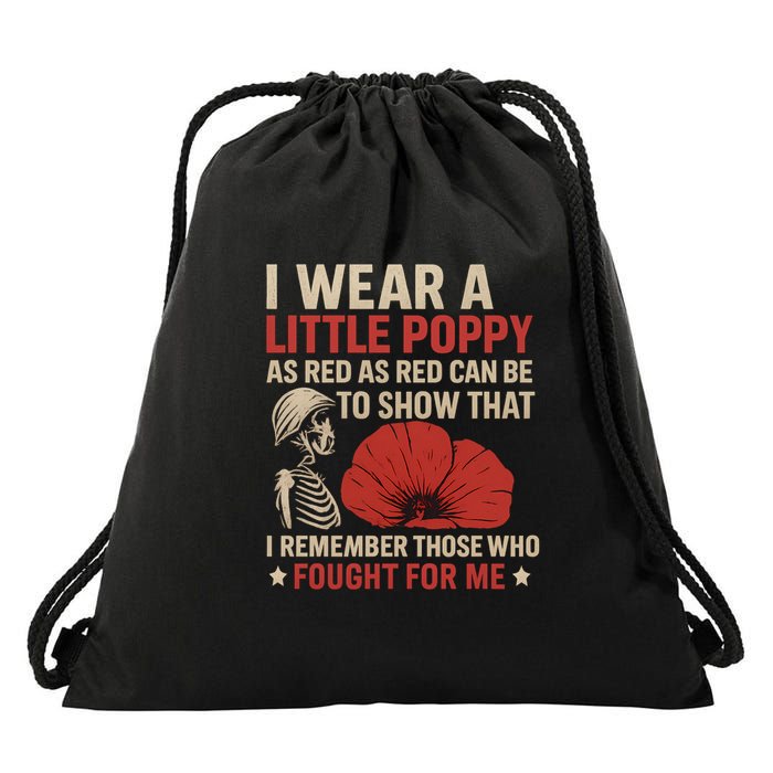 I Wear a Little Poppy Drawstring Bag