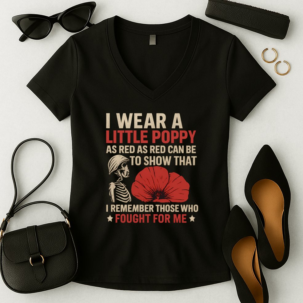 I Wear a Little Poppy Women's V-Neck T-Shirt