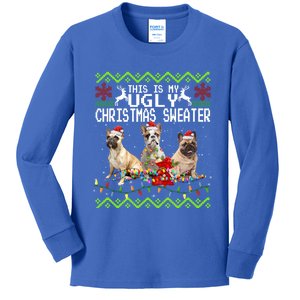 I Want A French Bulldog For Christmas Ugly Sweater Dog Xmas Gift Kids Long Sleeve Shirt