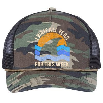 I Wait All Year For This Week Funny Shark Gift Retro Rope Trucker Hat Cap