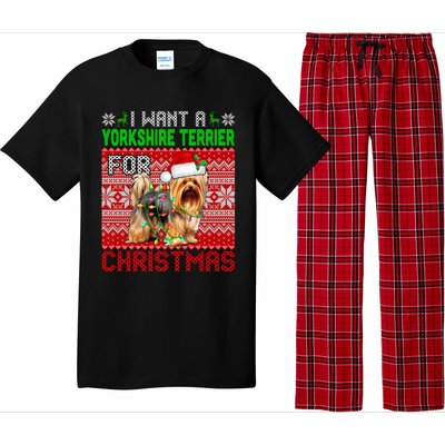 I Want A Yorkshire Terrier For Christmas Santa Dog Lover Gift Pajama Set