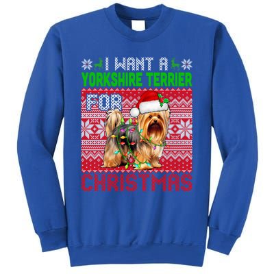 I Want A Yorkshire Terrier For Christmas Santa Dog Lover Gift Sweatshirt