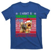 I Want A Yorkshire Terrier For Christmas Santa Dog Lover Gift T-Shirt