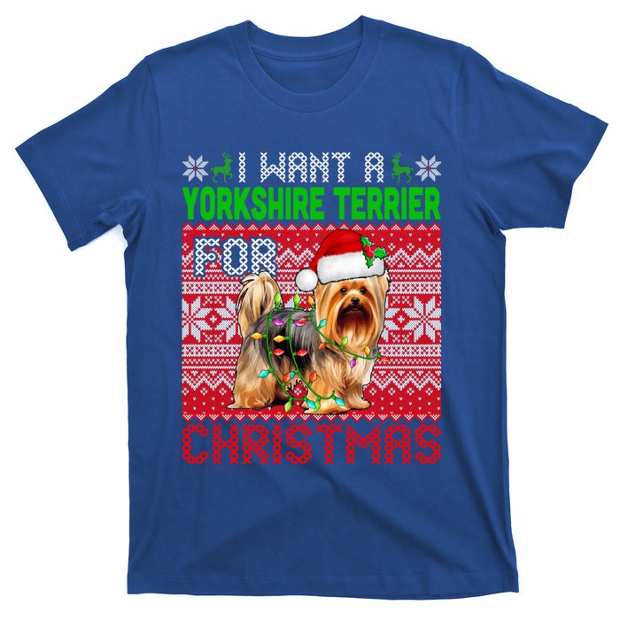 I Want A Yorkshire Terrier For Christmas Santa Dog Lover Gift T-Shirt