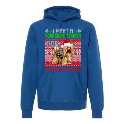 I Want A Yorkshire Terrier For Christmas Santa Dog Lover Gift Premium Hoodie