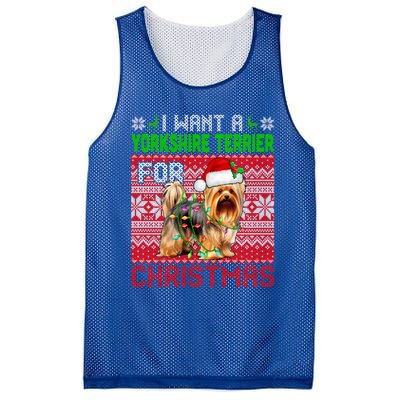 I Want A Yorkshire Terrier For Christmas Santa Dog Lover Gift Mesh Reversible Basketball Jersey Tank