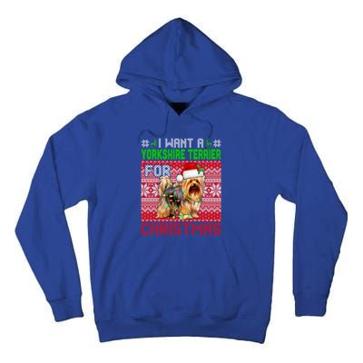 I Want A Yorkshire Terrier For Christmas Santa Dog Lover Gift Tall Hoodie