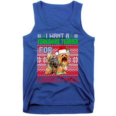 I Want A Yorkshire Terrier For Christmas Santa Dog Lover Gift Tank Top