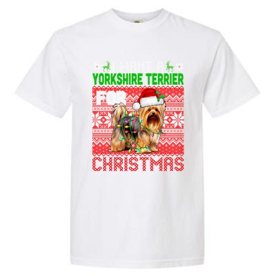 I Want A Yorkshire Terrier For Christmas Santa Dog Lover Gift Garment-Dyed Heavyweight T-Shirt