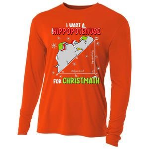 I Want A Hippopotenuse For Christmas Math Lover Cooling Performance Long Sleeve Crew