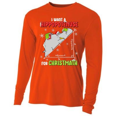 I Want A Hippopotenuse For Christmas Math Lover Cooling Performance Long Sleeve Crew