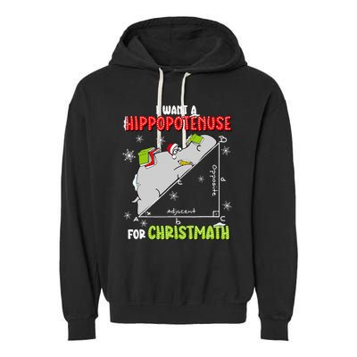 I Want A Hippopotenuse For Christmas Math Lover Garment-Dyed Fleece Hoodie