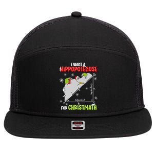 I Want A Hippopotenuse For Christmas Math Lover 7 Panel Mesh Trucker Snapback Hat