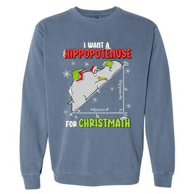 I Want A Hippopotenuse For Christmas Math Lover Garment-Dyed Sweatshirt