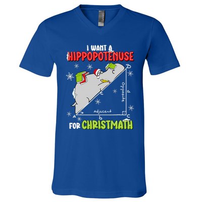 I Want A Hippopotenuse For Christmas Math Lover V-Neck T-Shirt