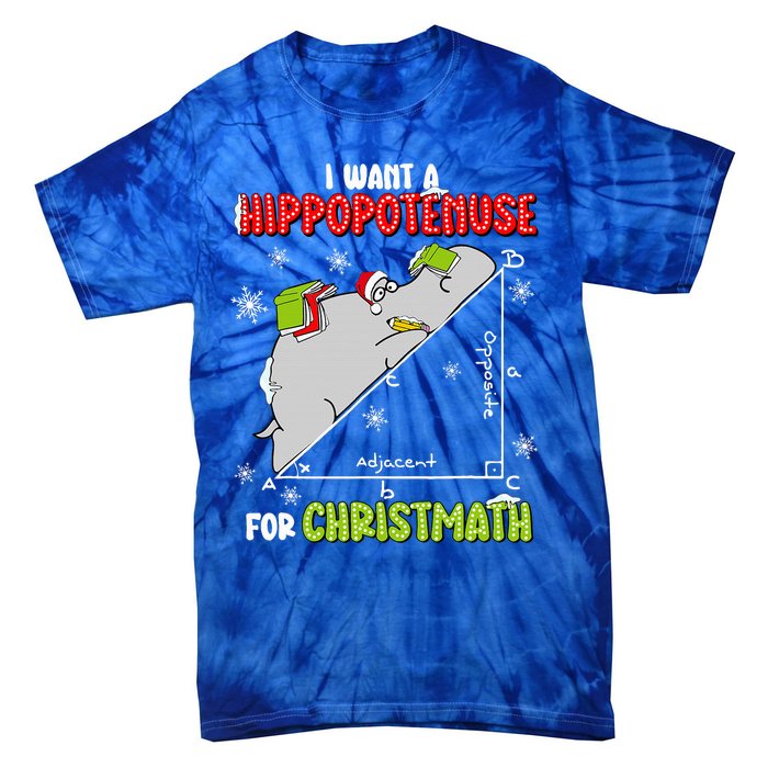 I Want A Hippopotenuse For Christmas Math Lover Tie-Dye T-Shirt