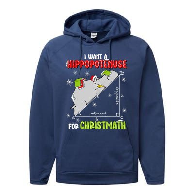 I Want A Hippopotenuse For Christmas Math Lover Performance Fleece Hoodie