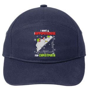 I Want A Hippopotenuse For Christmas Math Lover 7-Panel Snapback Hat