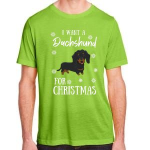 I Want A Dachshund For Christmas Weenie Dog Gift Adult ChromaSoft Performance T-Shirt