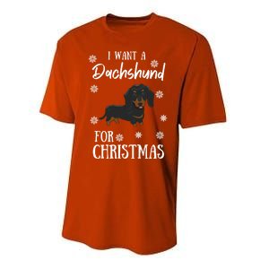 I Want A Dachshund For Christmas Weenie Dog Gift Performance Sprint T-Shirt