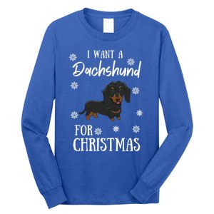 I Want A Dachshund For Christmas Weenie Dog Gift Long Sleeve Shirt