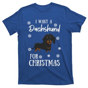 I Want A Dachshund For Christmas Weenie Dog Gift T-Shirt