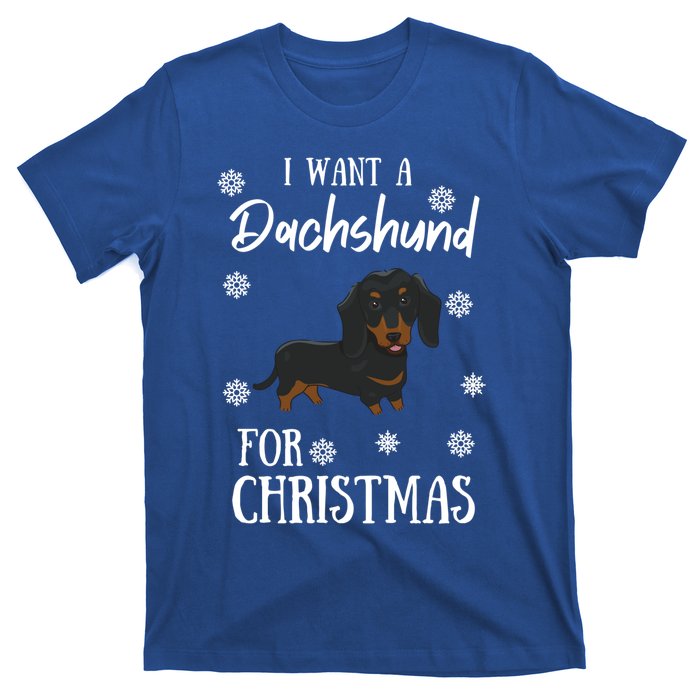 I Want A Dachshund For Christmas Weenie Dog Gift T-Shirt