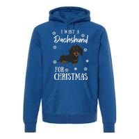 I Want A Dachshund For Christmas Weenie Dog Gift Premium Hoodie