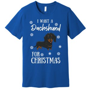 I Want A Dachshund For Christmas Weenie Dog Gift Premium T-Shirt