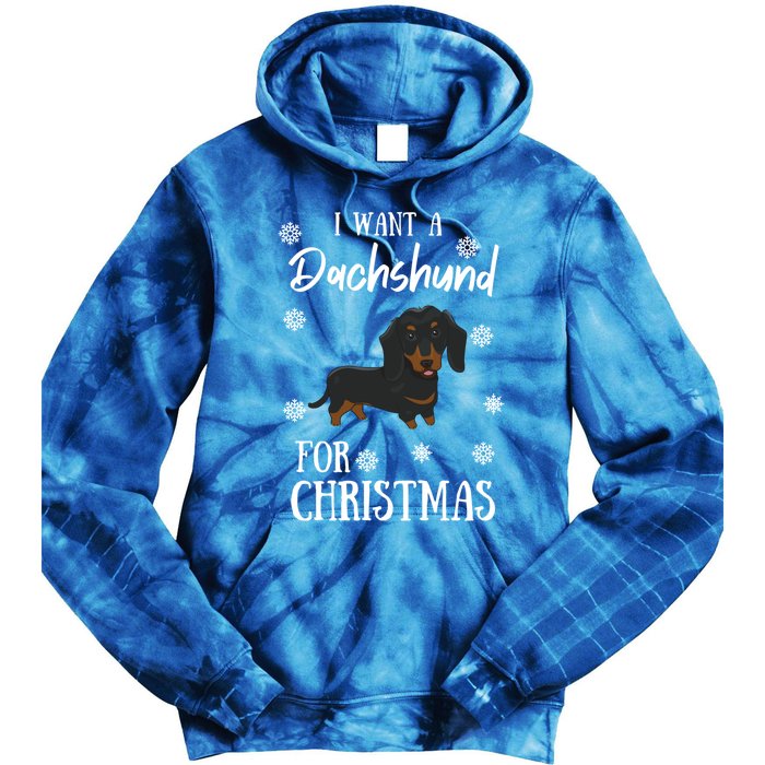 I Want A Dachshund For Christmas Weenie Dog Gift Tie Dye Hoodie