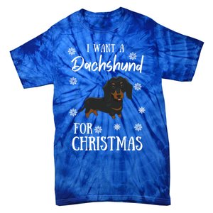 I Want A Dachshund For Christmas Weenie Dog Gift Tie-Dye T-Shirt