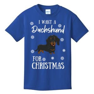 I Want A Dachshund For Christmas Weenie Dog Gift Kids T-Shirt