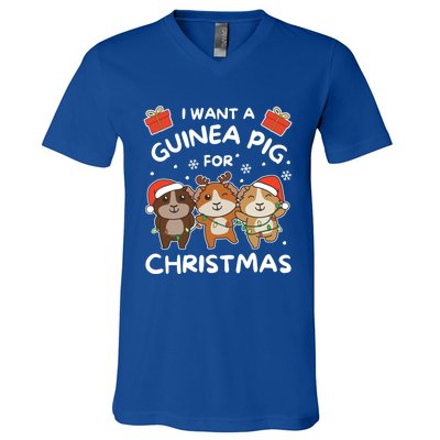 I Want A Guinea Pig For Christmas Cute Animals Gift V-Neck T-Shirt