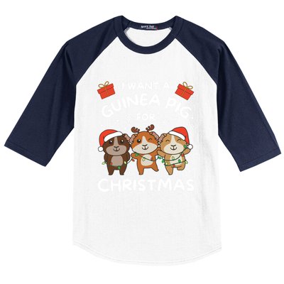 I Want A Guinea Pig For Christmas Cute Animals Gift Baseball Sleeve Shirt