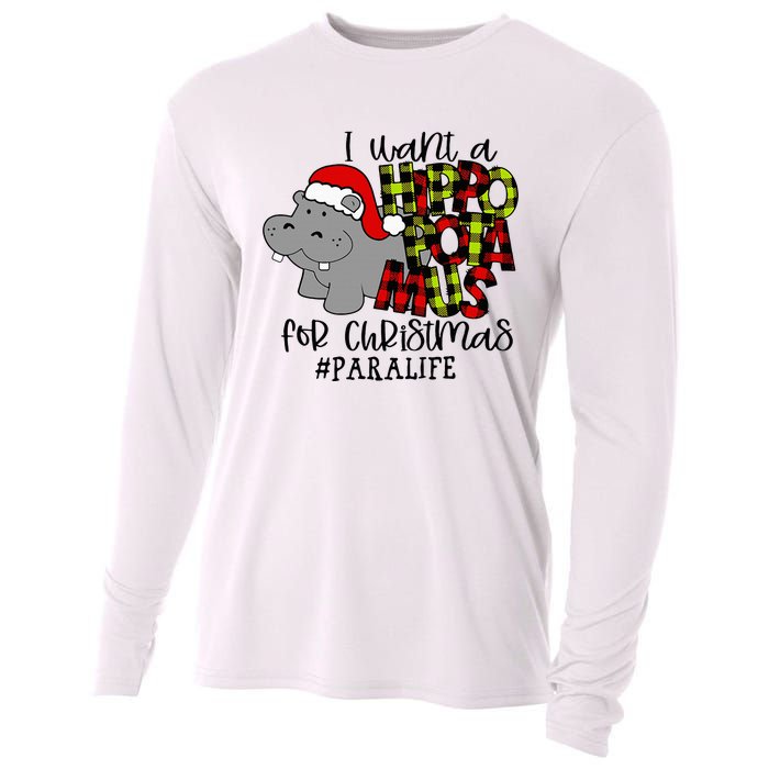 I Want A Hippopotamus For Christmas Paraprofessional Life Cooling Performance Long Sleeve Crew