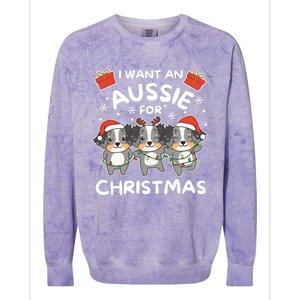 I Want An Australian Shepherd For Christmas Cute Dogs Gift Colorblast Crewneck Sweatshirt