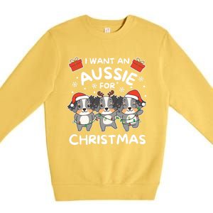 I Want An Australian Shepherd For Christmas Cute Dogs Gift Premium Crewneck Sweatshirt